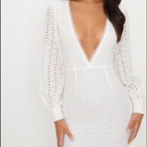 White lace deep-V dress